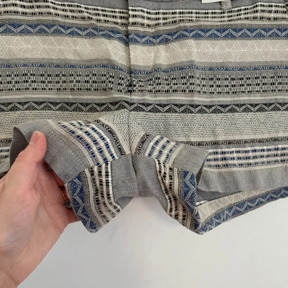 NEW NWT MERONA Aztec Stripe Chino Knit Shorts Cream Beige Tan Tribal Geometric 8